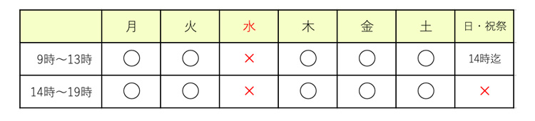 福岡の整体　営業時間